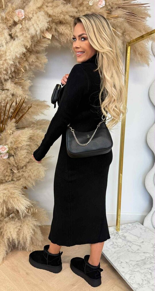 SPLIT KOL MAXI DRESS BLACK