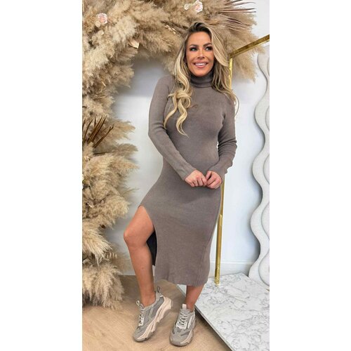 SPLIT KOL MAXI DRESS TAUPE