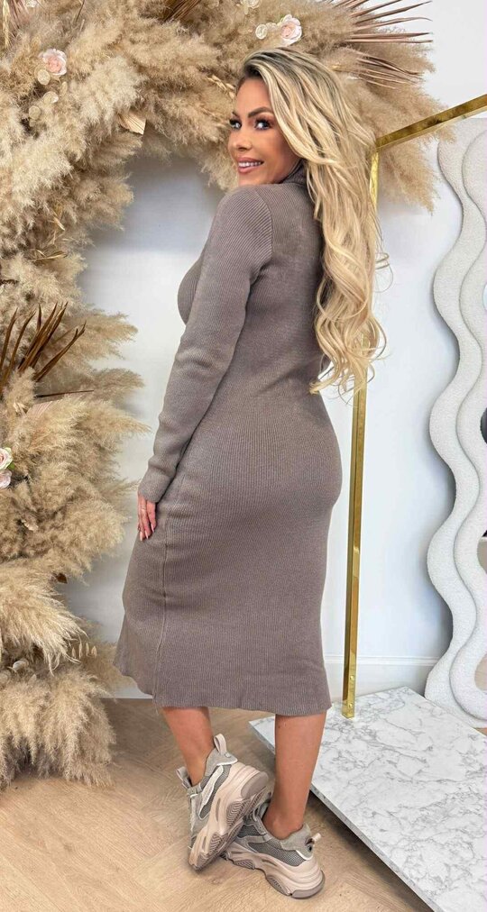 SPLIT KOL MAXI DRESS TAUPE