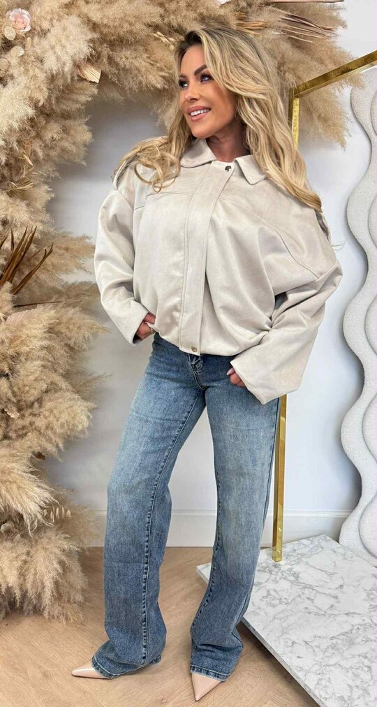 SUEDINE BASIC BOMBER BEIGE