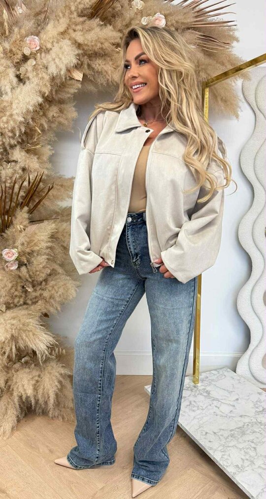 SUEDINE BASIC BOMBER BEIGE