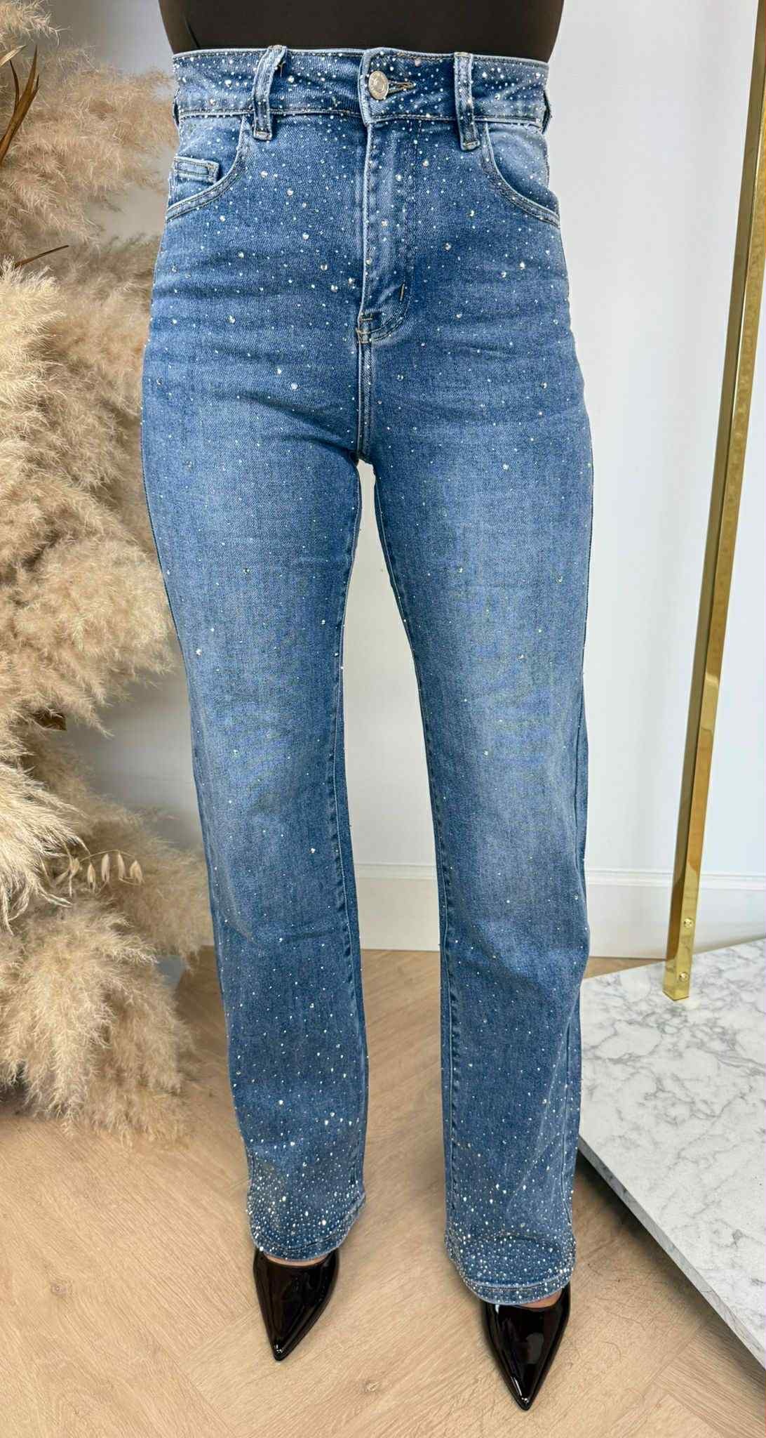 SPARKLE WIDE LEG JEANS 880-3 DENIMBLUE SPARKLE WIDE LEG JEANS 880-3 DENIMBLUE