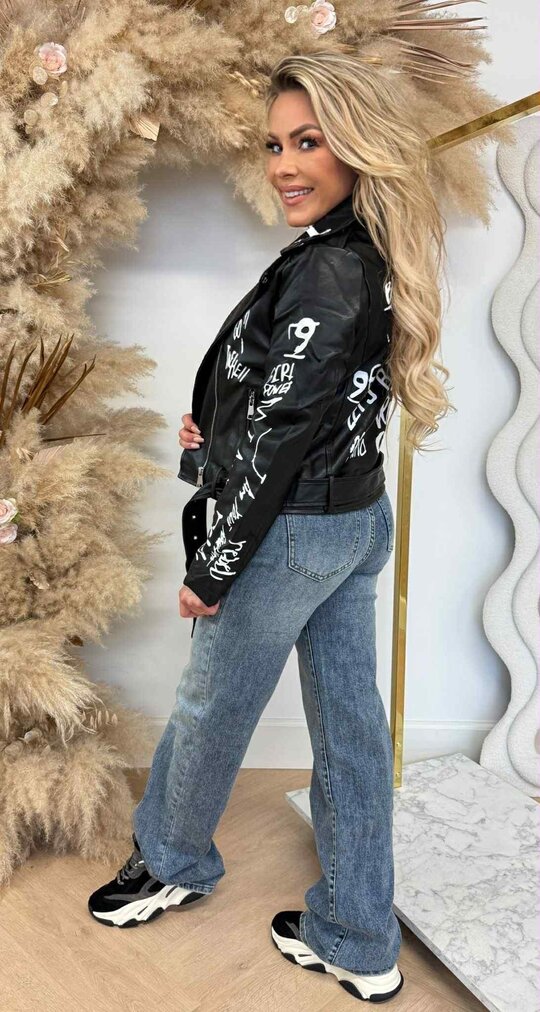 GARFFI LEATHER LOOK JACKET MS130 BLACK