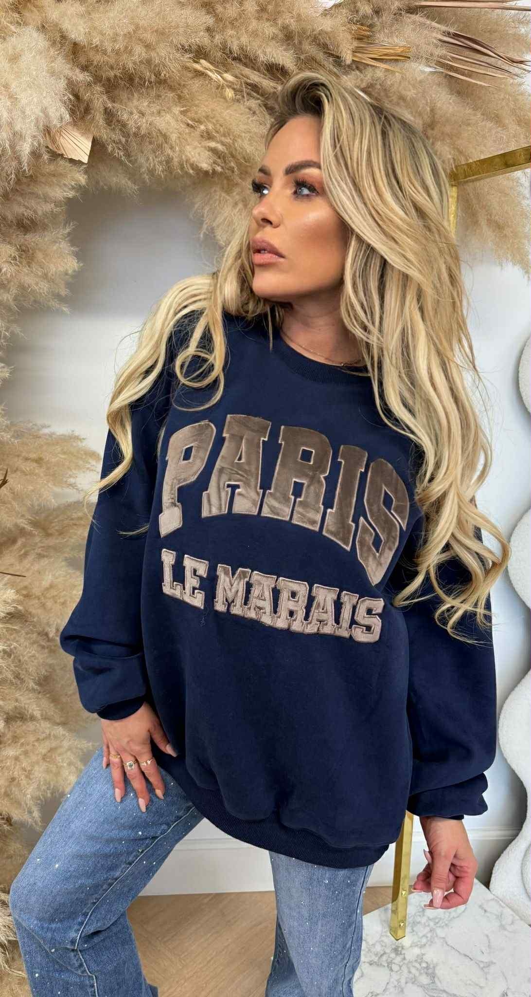 PARIS OVERSIZED FLEECE SWEAT J121 NAVY