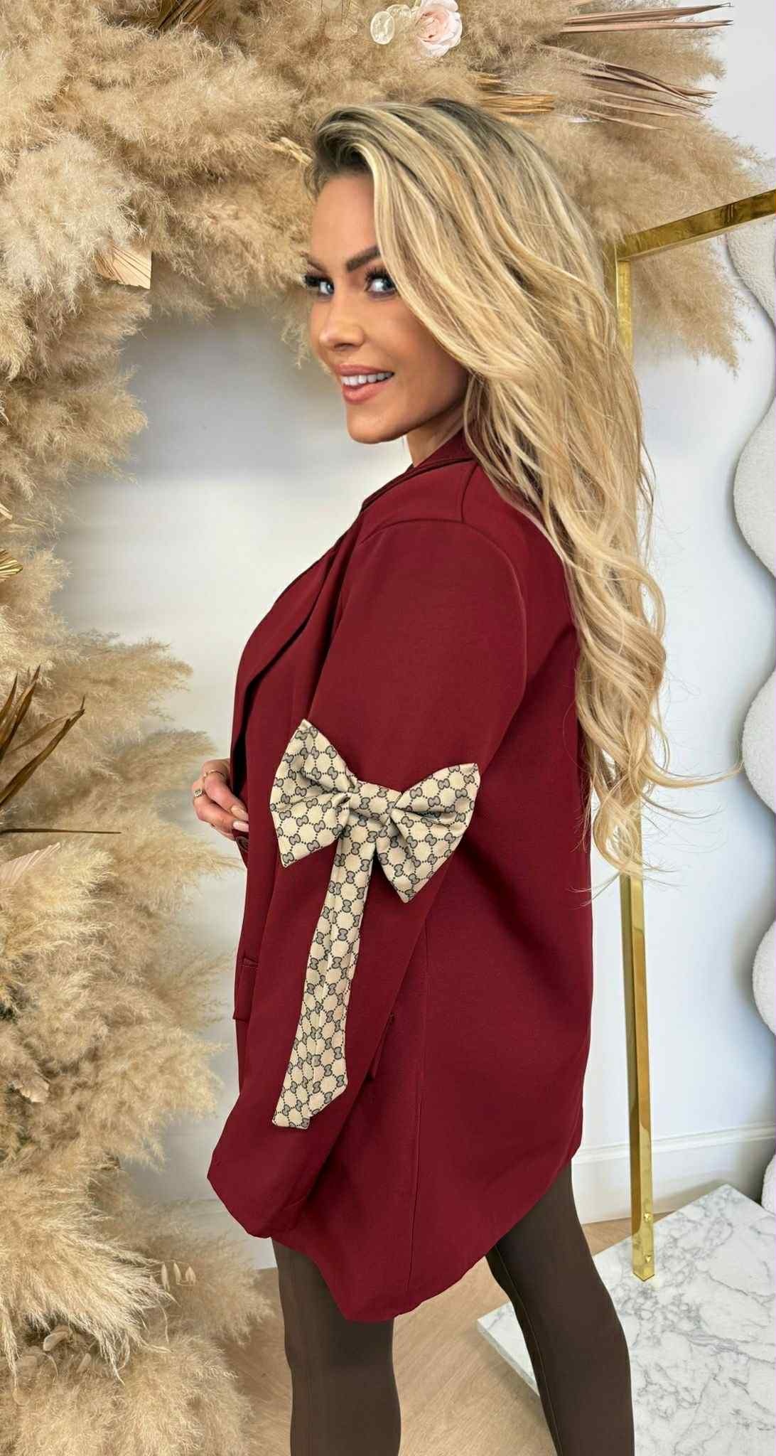 INSPIRED BOW BLAZER BURGUNDY