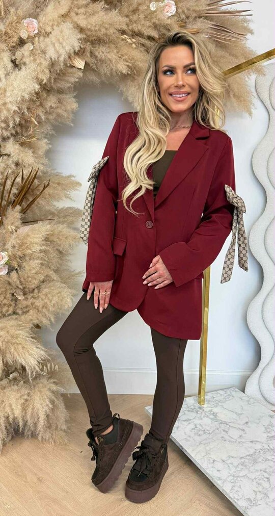 INSPIRED BOW BLAZER BURGUNDY
