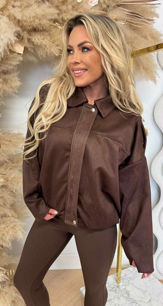 SUEDINE BASIC BOMBER CHOCO