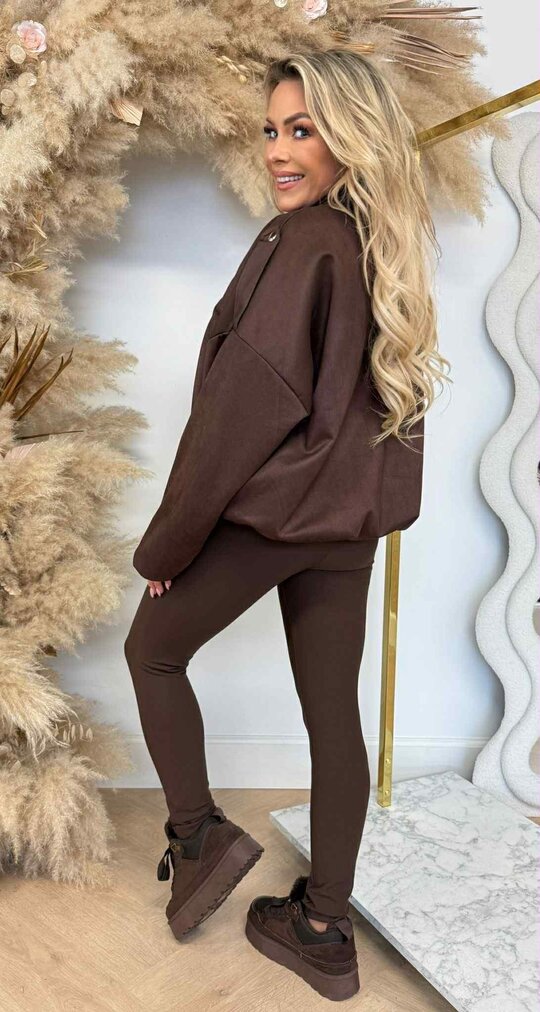 SUEDINE BASIC BOMBER CHOCO