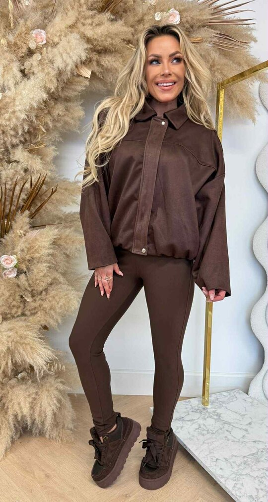 SUEDINE BASIC BOMBER CHOCO