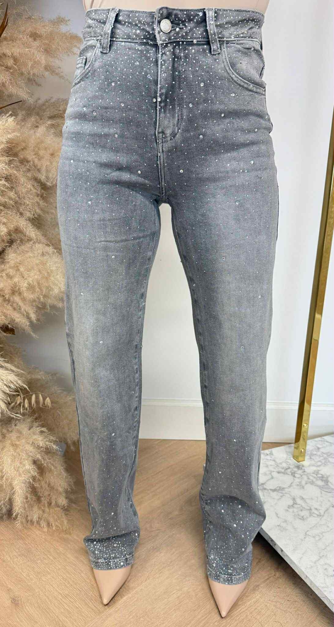 SPARKLE WIDE LEG JEANS 880-5 GREY SPARKLE WIDE LEG JEANS 880-5 GREY