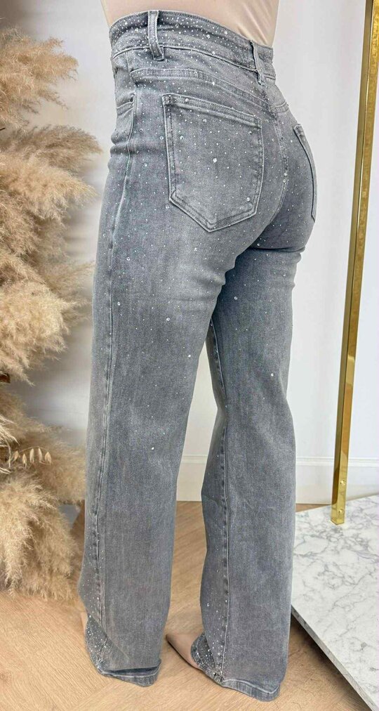 SPARKLE WIDE LEG JEANS 880-5 GREY