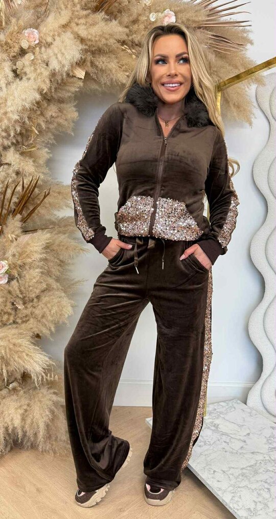 VELVET SEQUIN SET 9713 BROWN
