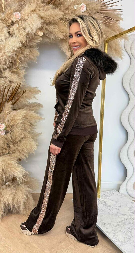 VELVET SEQUIN SET 9713 BROWN