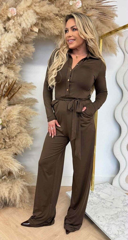 BY SWAN TRAVEL BUTTON JUMPSUIT 9729 CHOCO