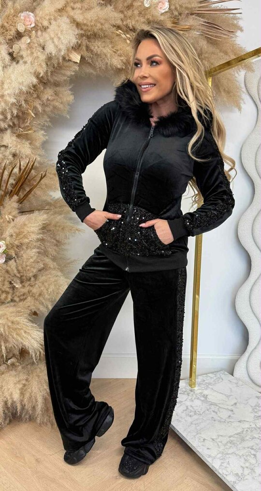 VELVET SEQUIN SET 9713 BLACK