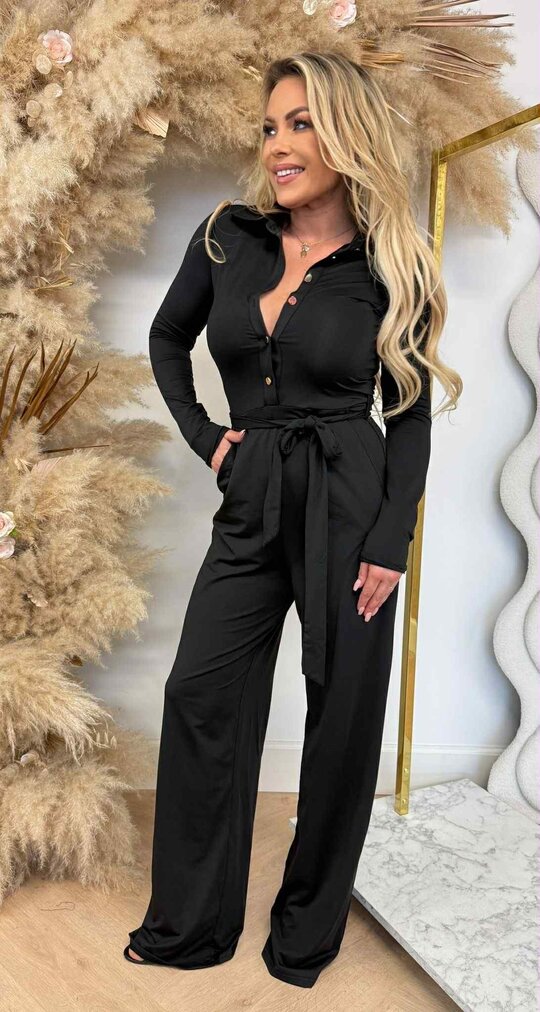 BY SWAN TRAVEL BUTTON JUMPSUIT 9729 BLACK