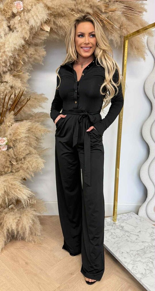 BY SWAN TRAVEL BUTTON JUMPSUIT 9729 BLACK