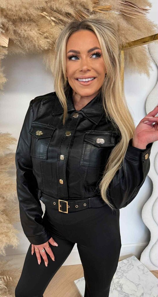 LUXURY VEGAN LEATHER LOOK JACKET 4757 BLACK LUXURY VEGAN LEATHER LOOK JACKET 4757 BLACK
