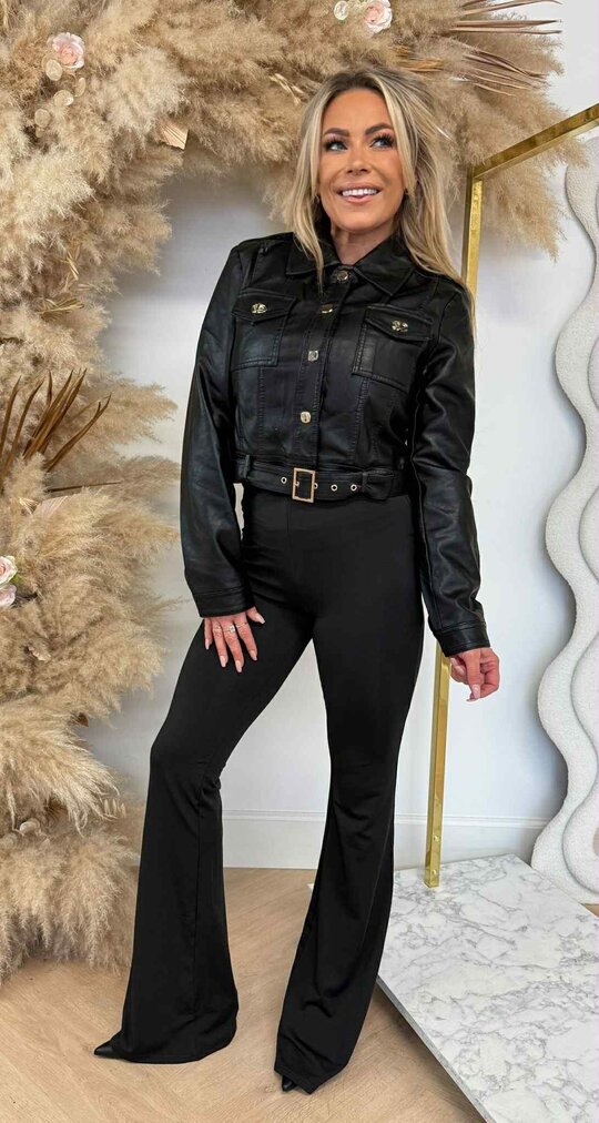 LUXURY VEGAN LEATHER LOOK JACKET 4757 BLACK LUXURY VEGAN LEATHER LOOK JACKET 4757 BLACK