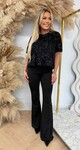 FLORAL SEQUIN MESH TOP BLACK