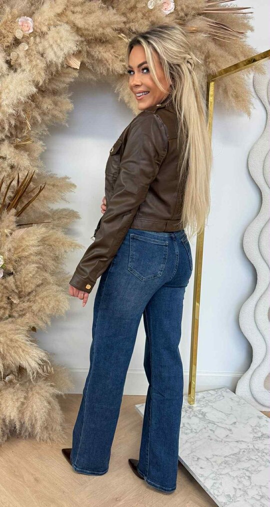 LUXURY VEGAN LEATHER LOOK JACKET 4757 CHOCO