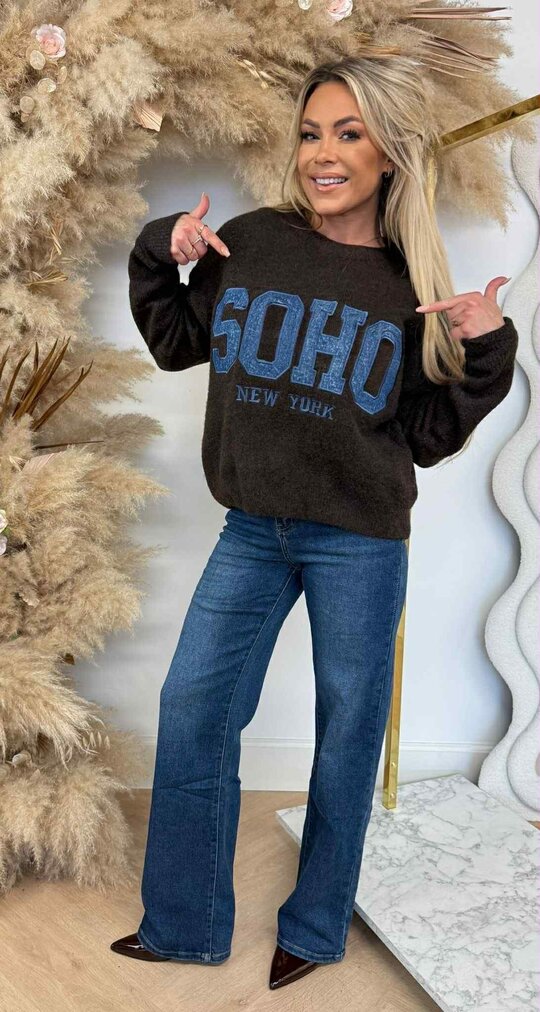 SOHO DENIM TEKST SWEAT AM815 CHOCO