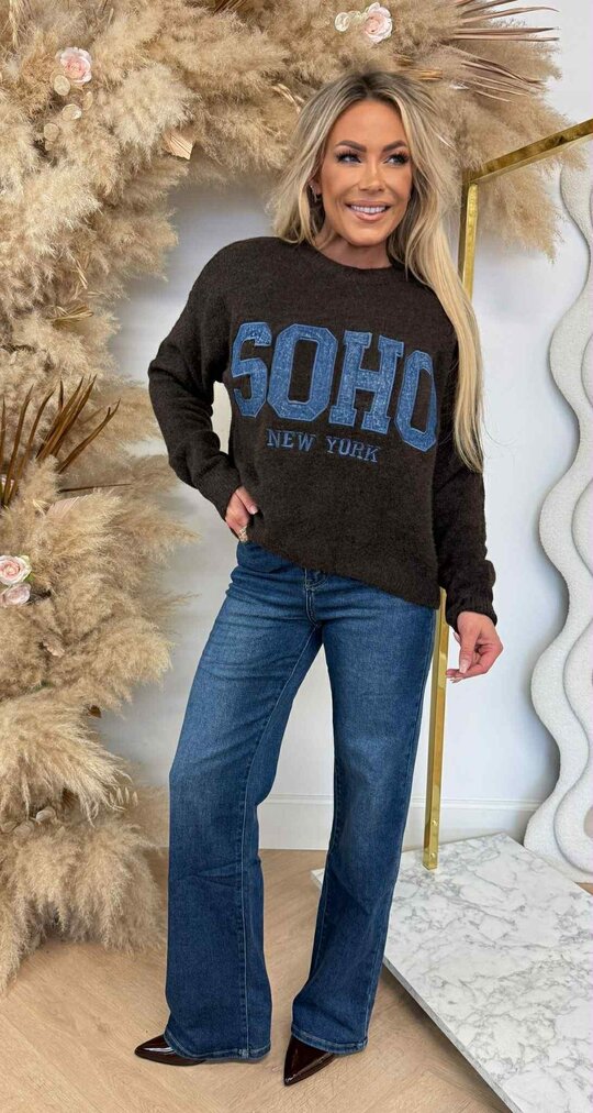 SOHO DENIM TEKST SWEAT AM815 CHOCO