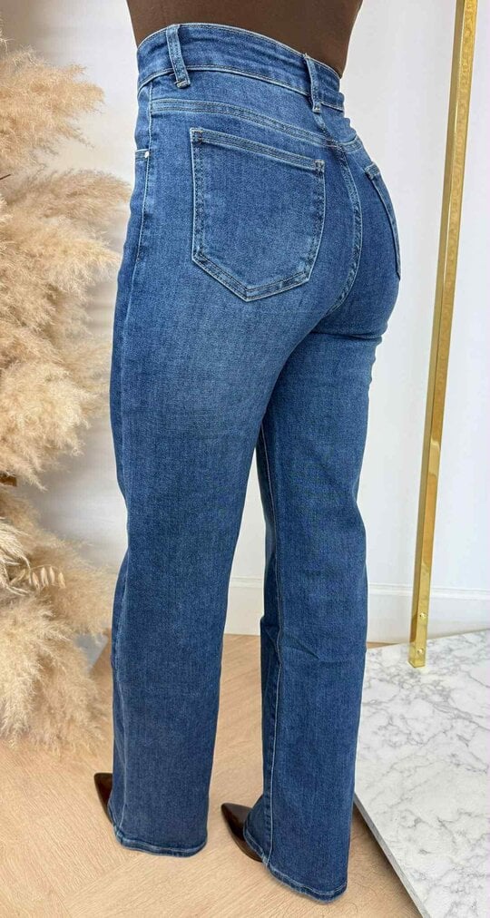 SUPER STRETCH WIDE LEG JEANS 876-21 DENIMBLUE