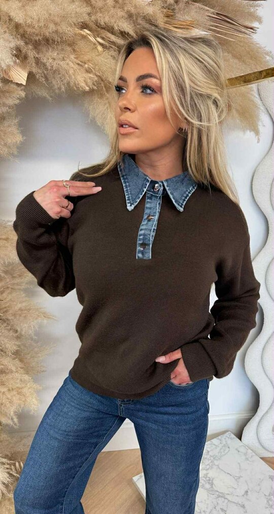 DENIM KRAAG SWEAT AM797 CHOCO