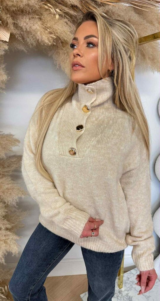 BUTTON GOLDY SWEAT P088 BEIGE