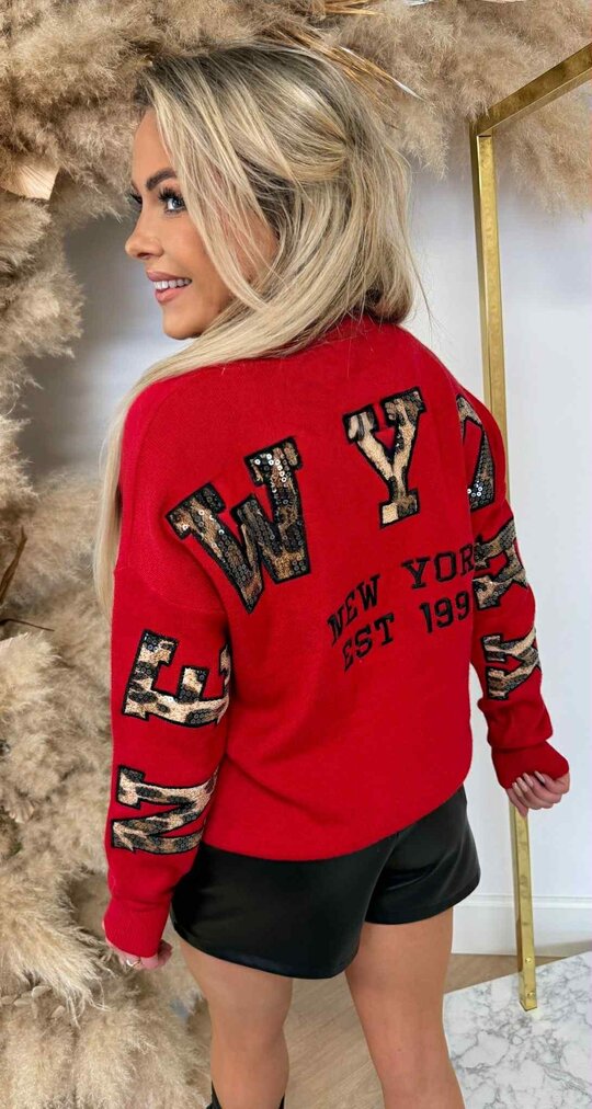 ACTIE NEW YORK SWEAT 7189 RED ACTIE NEW YORK SWEAT 7189 RED