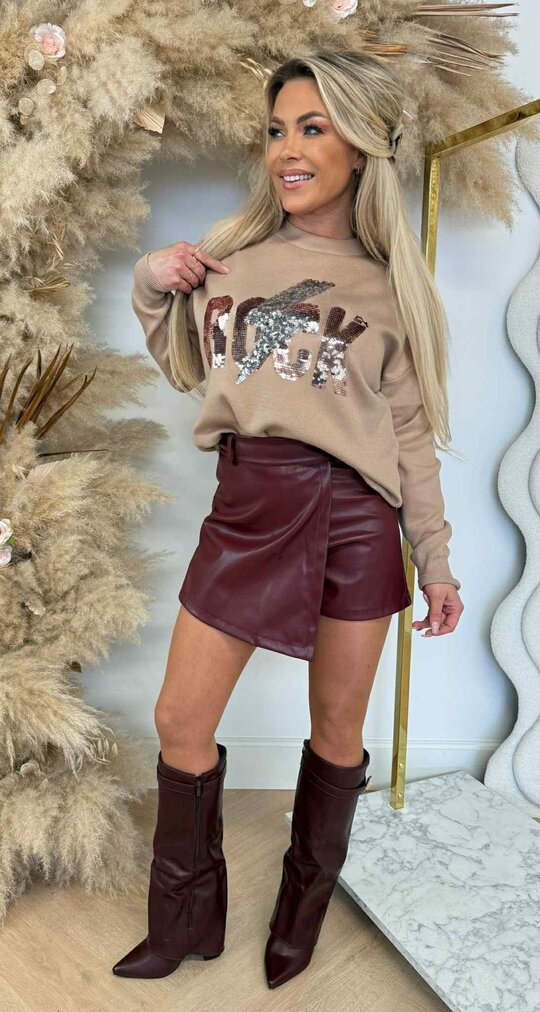 ACTIE ROCK SEQUIN SWEAT 10308 BEIGE ACTIE ROCK SEQUIN SWEAT 10308 BEIGE