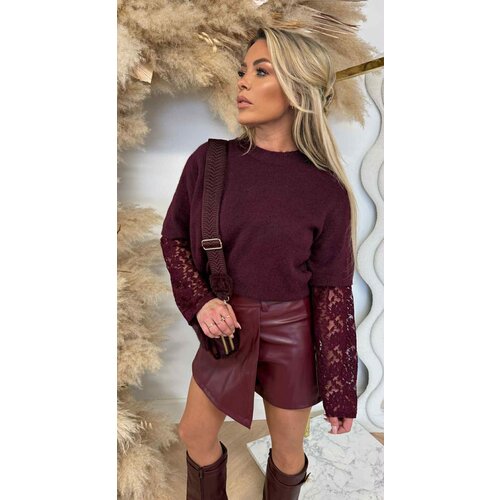 LACE MOUW SWEAT AM799/696 BORDEAUX LACE MOUW SWEAT AM799/696 BORDEAUX
