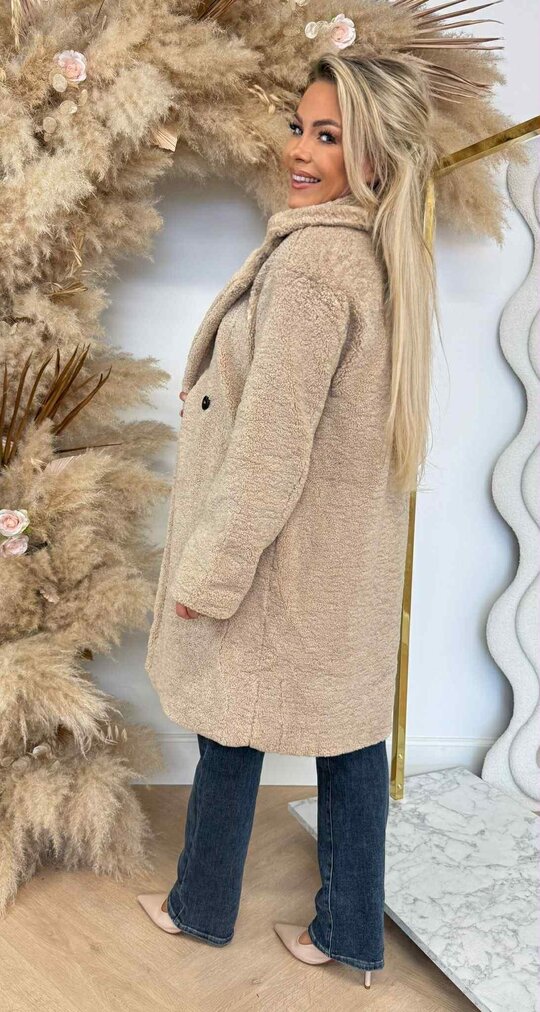 VEGAN FUR TEDDY JACKET 8104 BEIGE VEGAN FUR TEDDY JACKET 8104 BEIGE