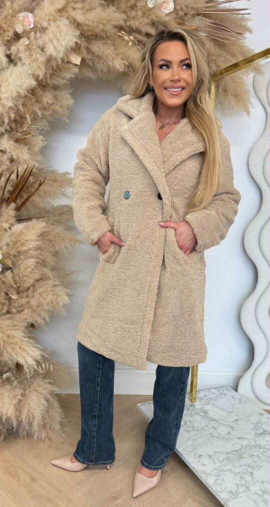 VEGAN FUR TEDDY JACKET 8104 BEIGE VEGAN FUR TEDDY JACKET 8104 BEIGE