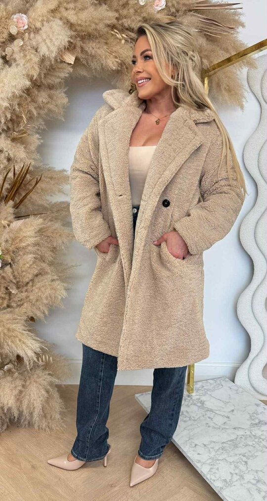 VEGAN FUR TEDDY JACKET 8104 BEIGE VEGAN FUR TEDDY JACKET 8104 BEIGE