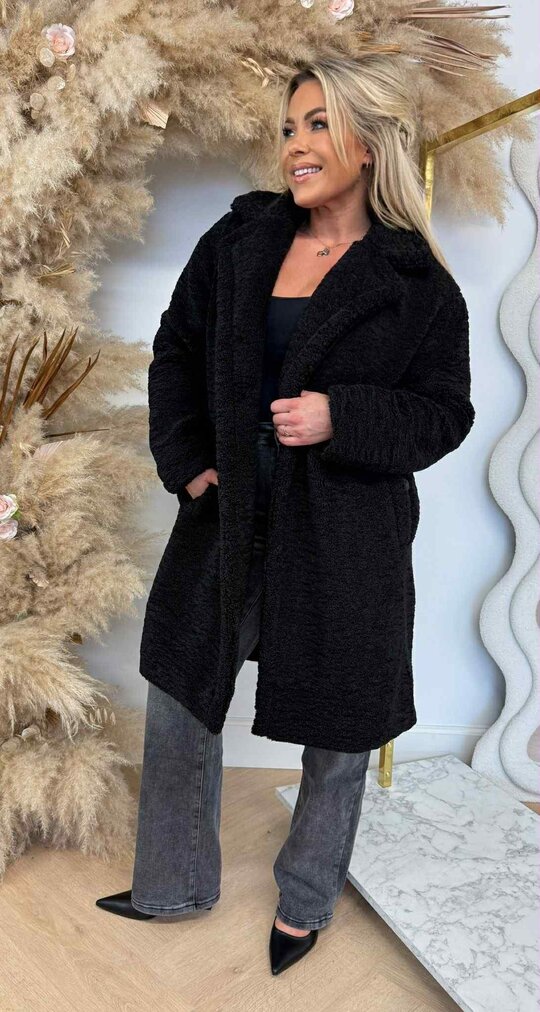 VEGAN FUR TEDDY JACKET 8104 BLACK VEGAN FUR TEDDY JACKET 8104 BLACK