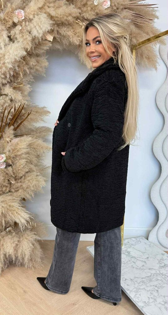 VEGAN FUR TEDDY JACKET 8104 BLACK VEGAN FUR TEDDY JACKET 8104 BLACK