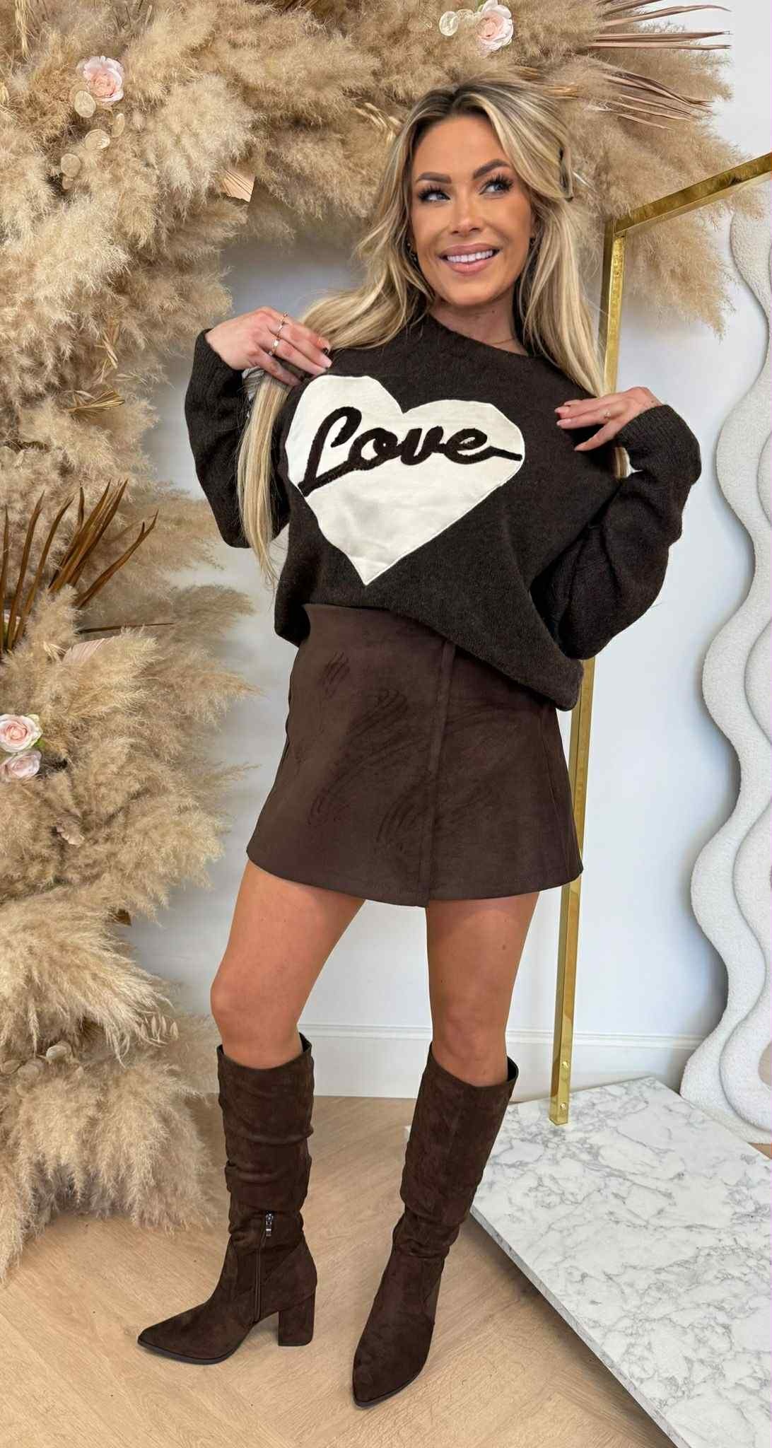 LOVE SUEDE HART SWEAT 791 CHOCO