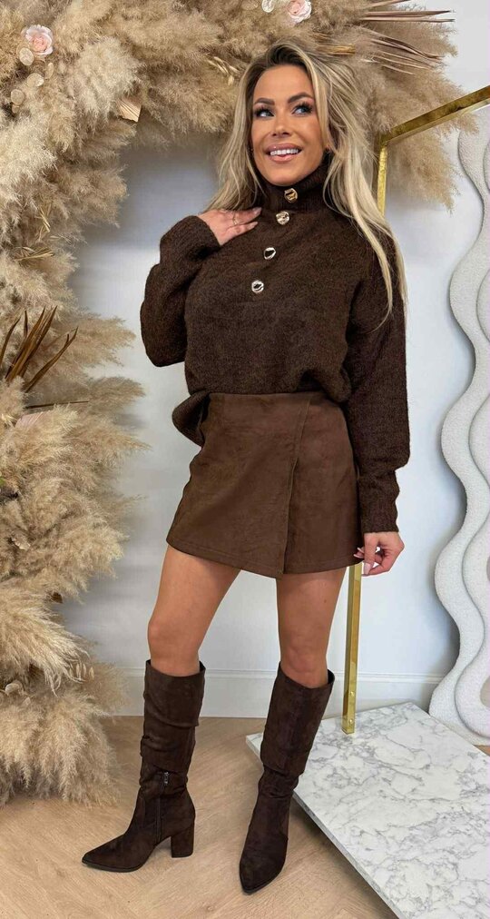 BUTTON GOLDY SWEAT P088 CHOCO