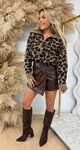 LEOPARD ZIP SWEAT PK813 TAUPE