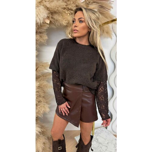 LACE MOUW SWEAT AM799/696 CHOCO LACE MOUW SWEAT AM799/696 CHOCO