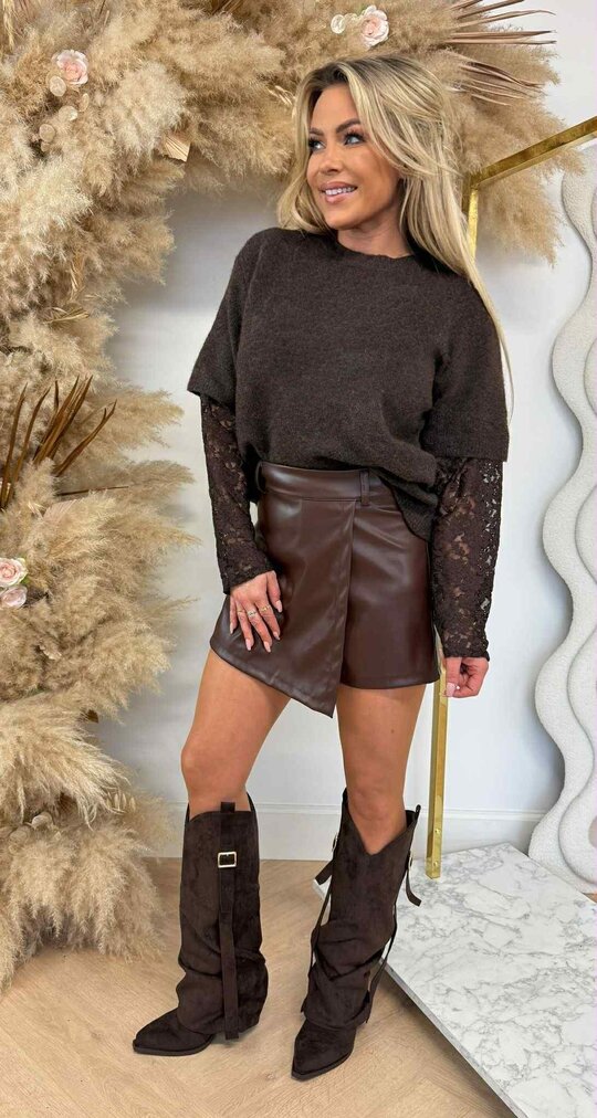 LACE MOUW SWEAT AM799/696 CHOCO LACE MOUW SWEAT AM799/696 CHOCO