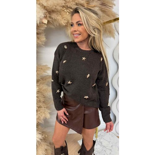 STARFISH BUTTON SWEAT AM777 CHOCO STARFISH BUTTON SWEAT AM777 CHOCO