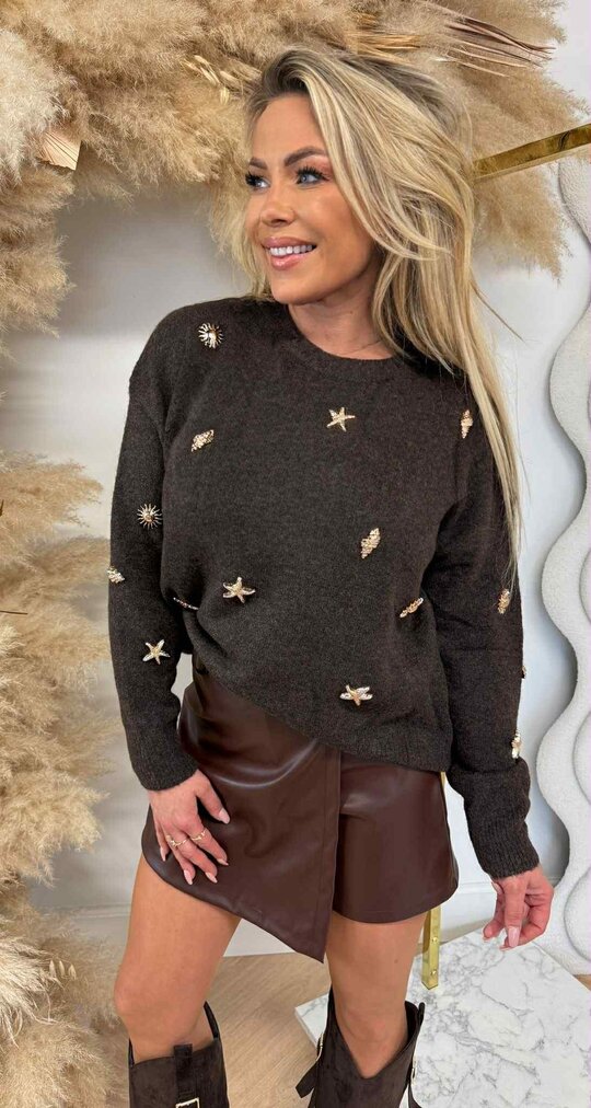 STARFISH BUTTON SWEAT AM777 CHOCO