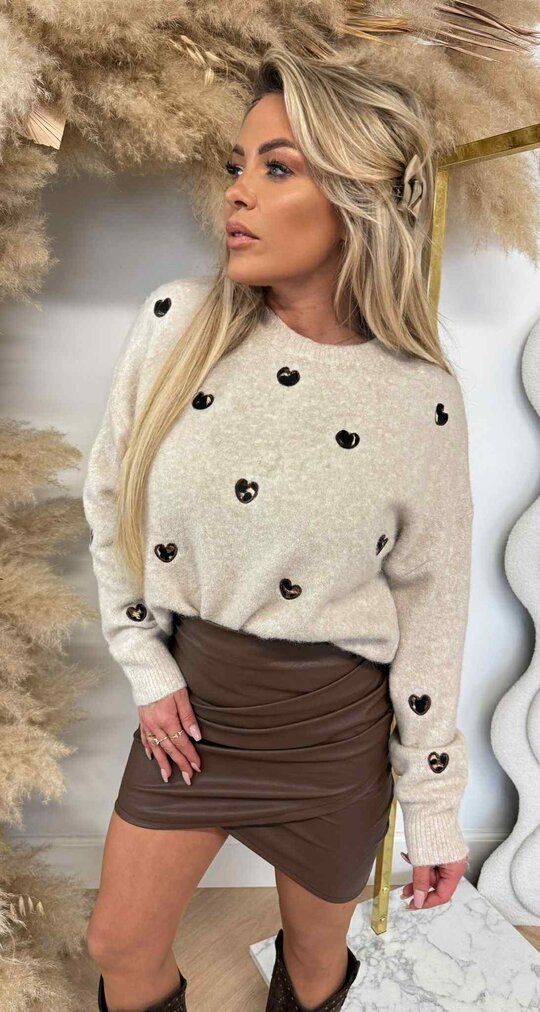 HARTJES LEOPARD PRINT SWEAT AM789 TAUPE