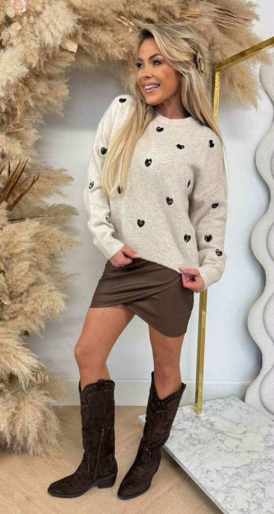 HARTJES LEOPARD PRINT SWEAT AM789 TAUPE