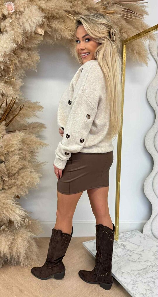 HARTJES LEOPARD PRINT SWEAT AM789 TAUPE