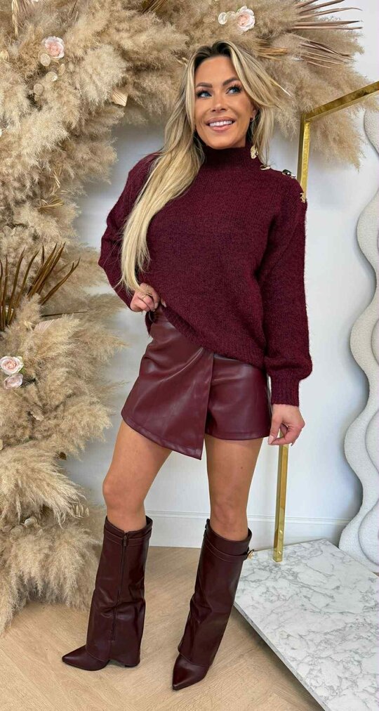 LUXURY BUTTON SWEAT P087 BORDEAUX