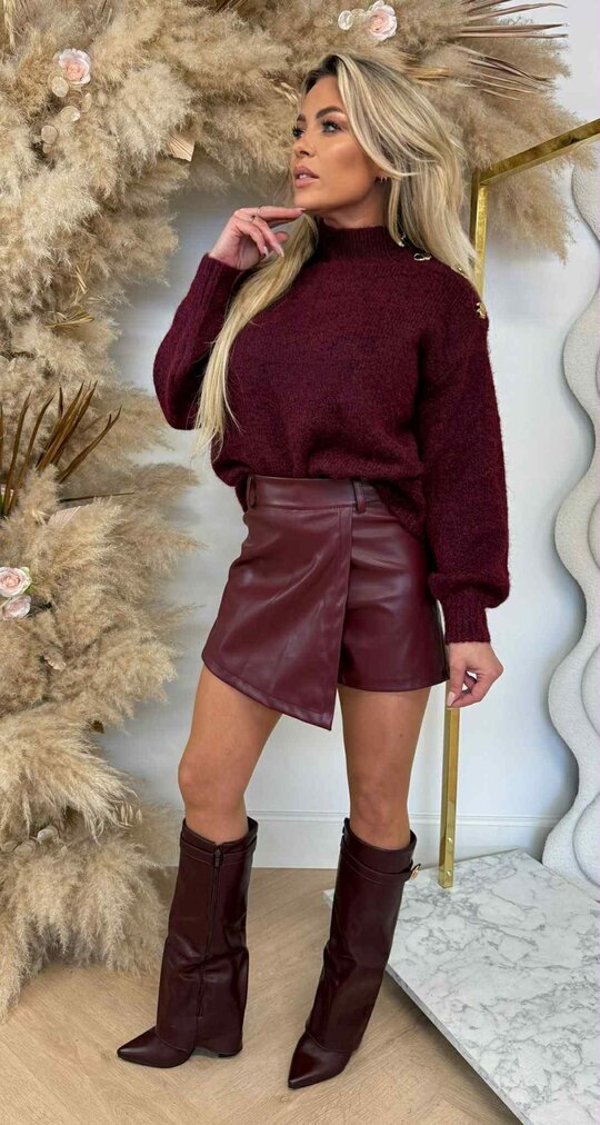LUXURY BUTTON SWEAT P087 BORDEAUX